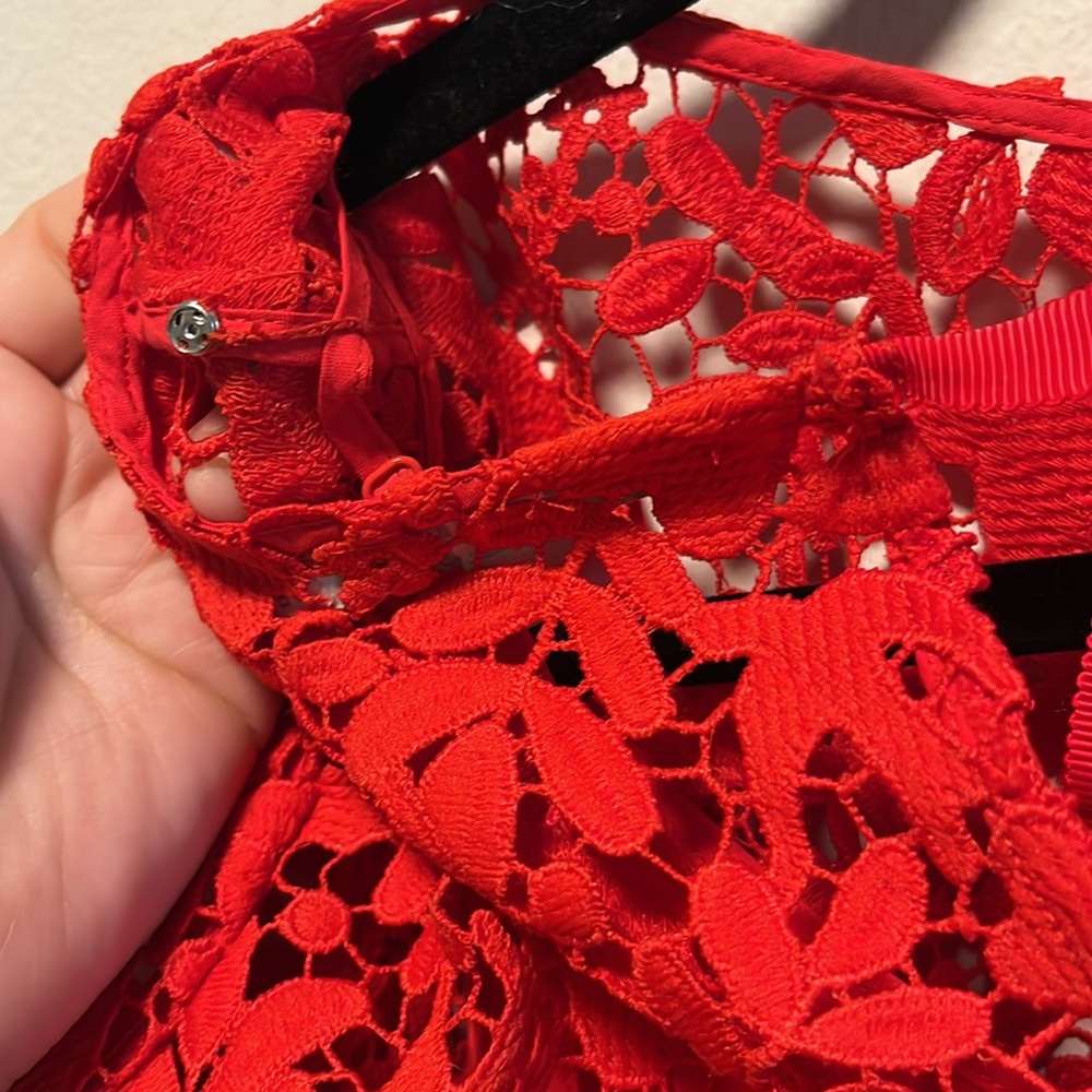 BODEN Red Heart Dove Brittany Lace Top Blouse, Red, Size 4 - Picture 11 of 12